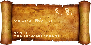 Korpics Nóra névjegykártya