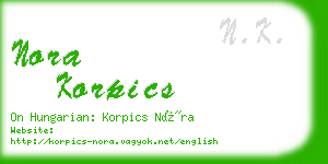 nora korpics business card